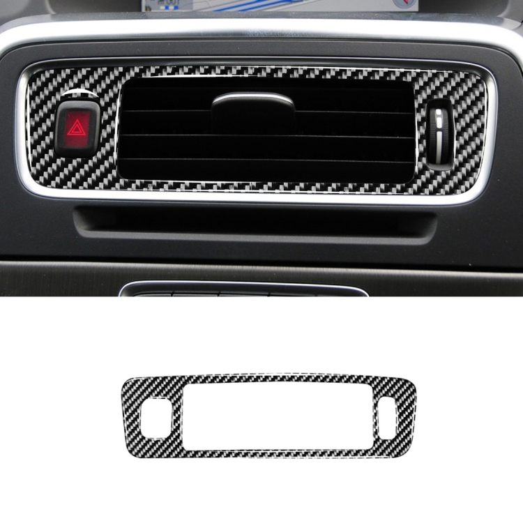 Car Carbon Fiber Central Control Below Air Outlet Decorative Stickers for Volvo V60 2010-2017 / S60 2010-2018, Right Drive