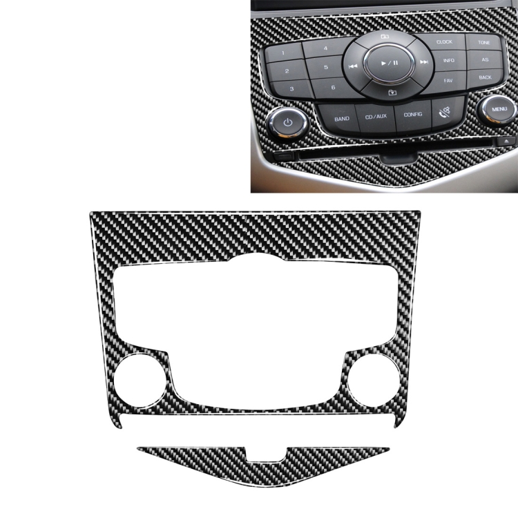 Car Carbon Fiber CD Panel Decorative Sticker for Chevrolet Cruze 2009-2015, Left and Right Drive Universal