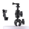 360 Rotation Adjustable Action Camera Bike Motorcycle Handlebar Holder with Phone Clamp