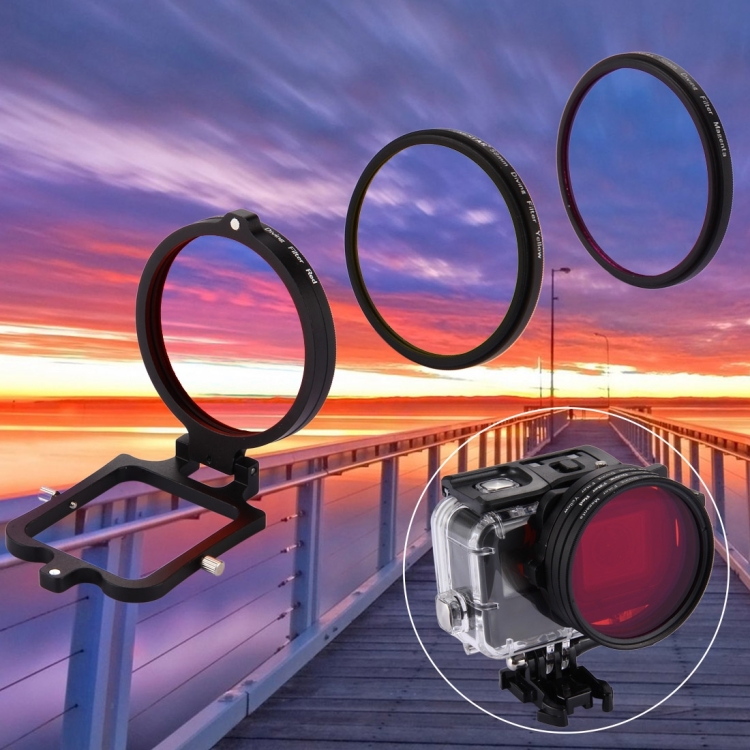 58mm Yellow + Red + Purple Diving Lens Filter for GoPro HERO7 Black/6 /5