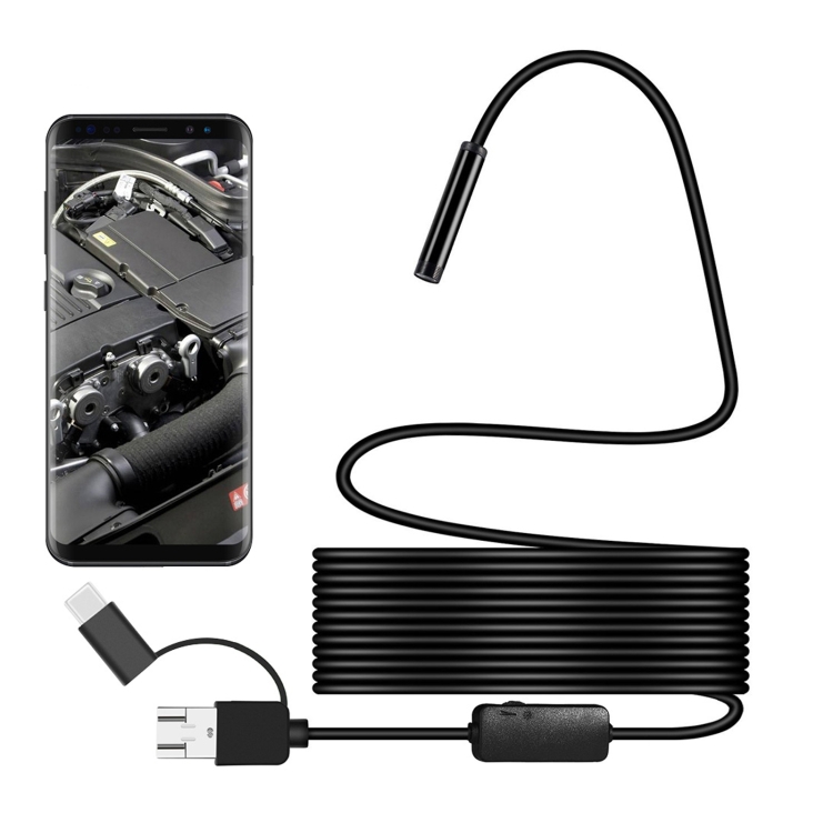 Y101 8mm Spiral Head 3 In 1 Waterproof Digital Endoscope Inspection Camera, Length: 5m Flexible Cable