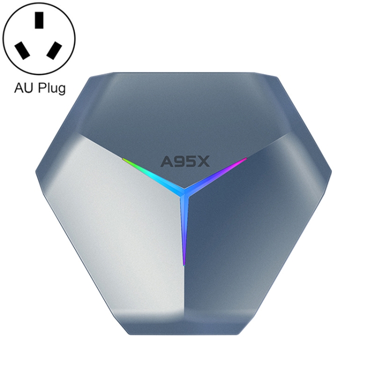 A95X F4 8K UHD Smart TV BOX Android 10.0 Media Player with Remote Control, Amlogic S905X4 Quad Core Cortex-A55 up to 2.0GHz, RAM: 4GB, ROM: 128GB, 2.4GHz/5GHz WiFi, Bluetooth, EU Plug(Metallic Blue)