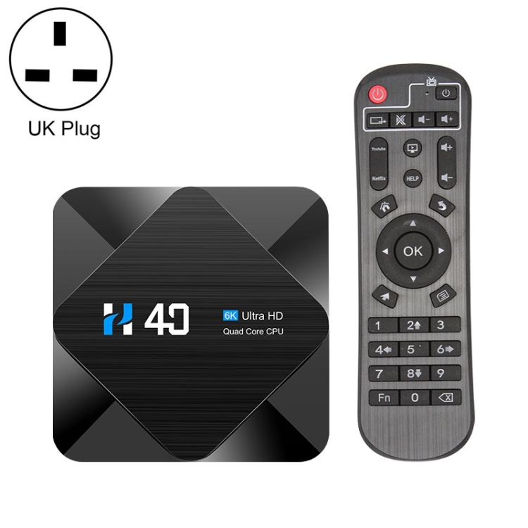 H40 4K Ultra HD Smart TV BOX Android 10.0 Media Player with Remote Control, Quad-core, RAM: 4GB, ROM: 32GB