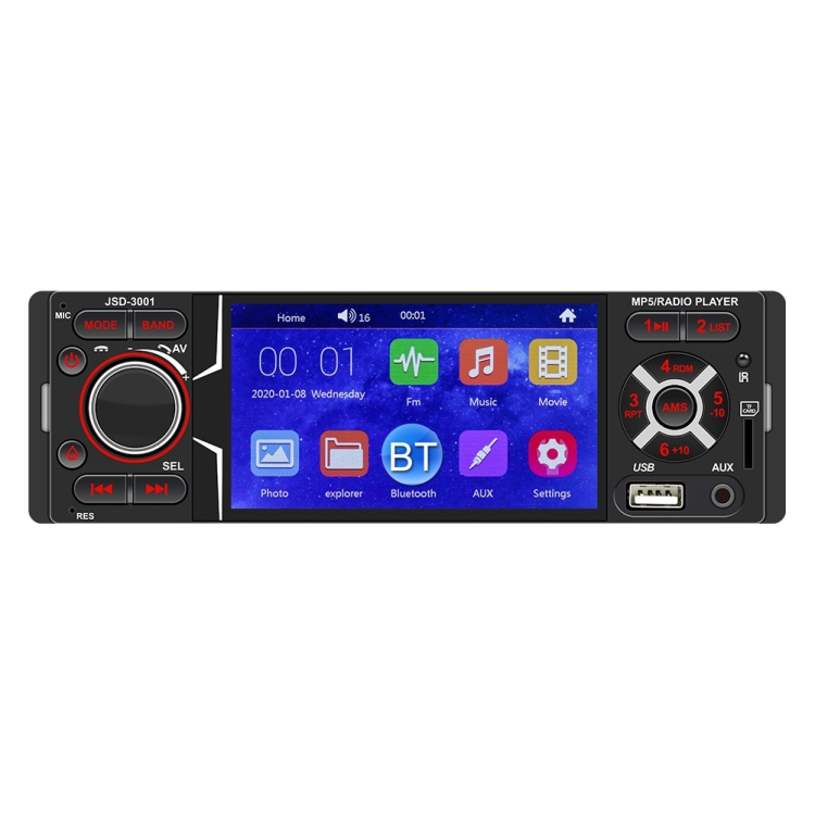 JSD-3001 HD 4 inch Car Stereo Radio MP5 Player Audio Player FM Bluetooth USB / TF AUX