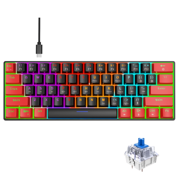 HXSJ V900 61 Keys Cool Lighting Effect Mechanical Wired Keyboard