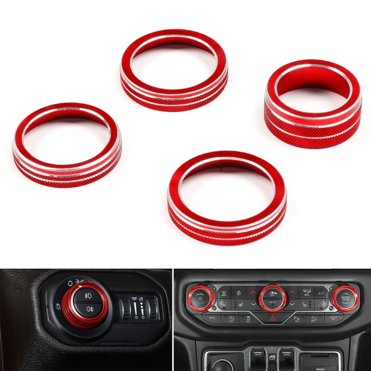 For Jeep Wrangler 2018-2021 4 in 1 Car Air Conditioner Switch Headlight Button Knob Cover Trim