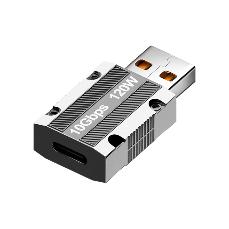 120W Type-C Female to USB 3.0 Male Zinc Alloy Straight Adapter