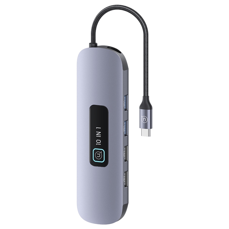 USAMS US-SJ644 PD100W 10 in 1 Aluminum Alloy Multifunctional Type-C HUB with Light