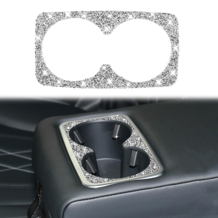 For Ford Mustang Mach E 2021 Car Rear Seat Cup Holder Frame Diamond Decorative Sticker