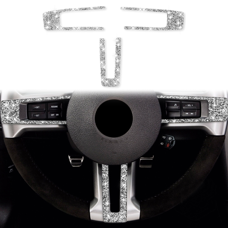 3 in 1 Car Steering Wheel Diamond Decoration Sticker, Left Hand Drive