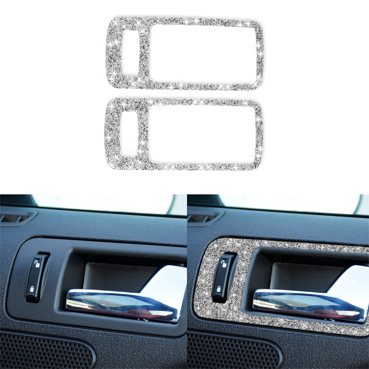 2pcs Car Door Inner Handle Diamond Decoration Sticker, Left Hand Drive