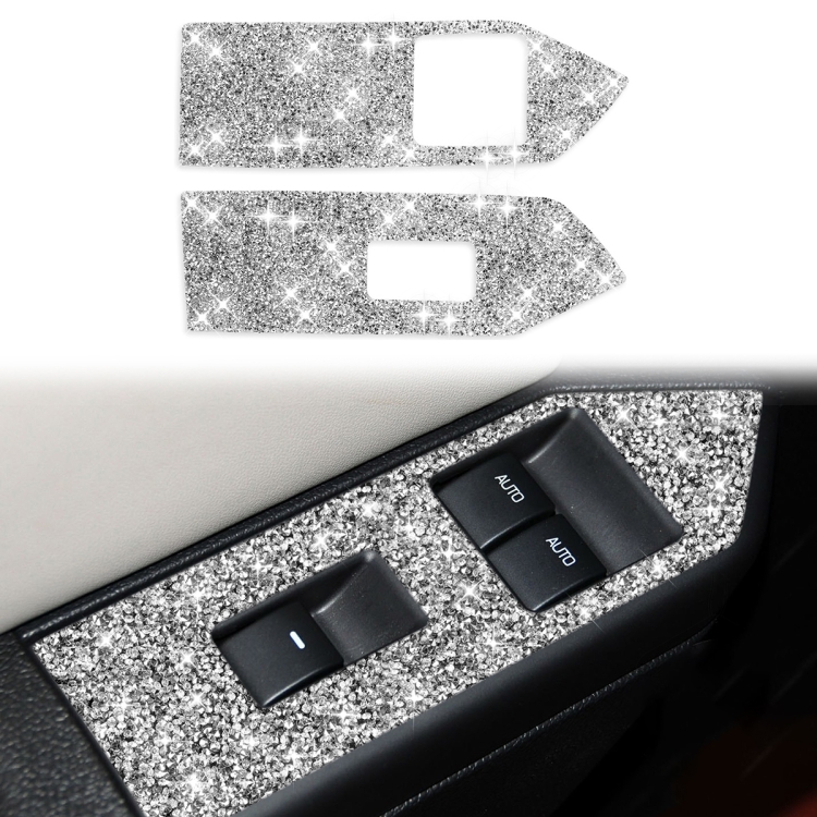 3pcs Car Window Glass Lifter Panel Diamond Decoration Sticker, Left Hand Drive