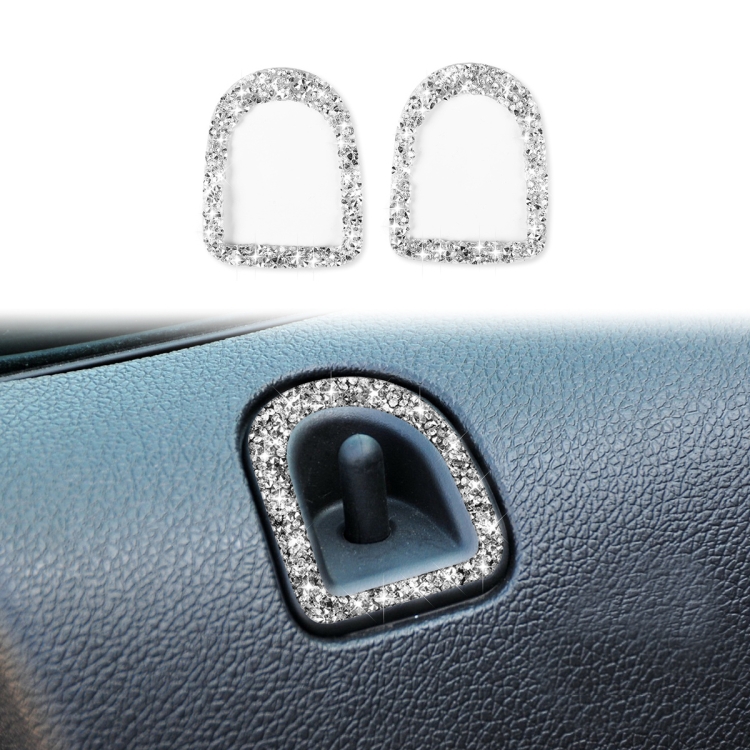 2pcs Car Door Lock Frame Diamond Decoration Sticker, Left Hand Drive