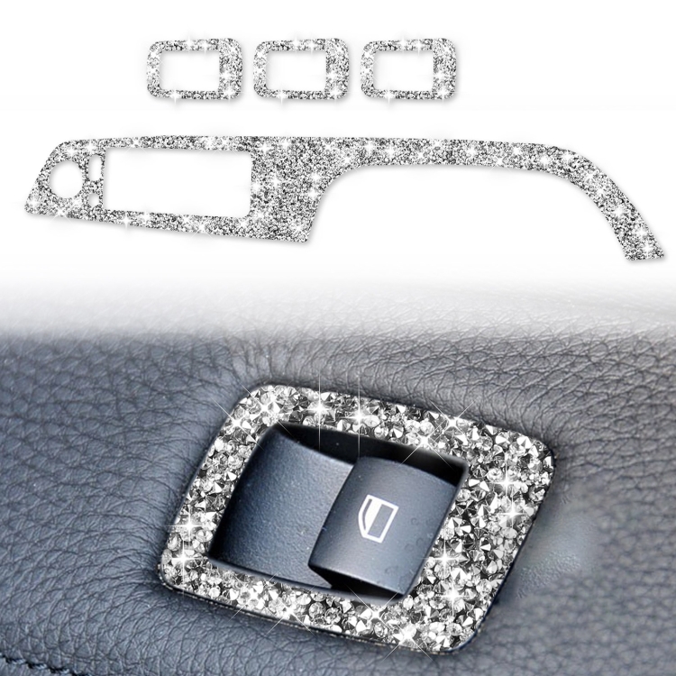 For BMW 3 Series E90 / 320i / 325i 2005-2012 Car Window Lift Panel with Folding Key 35.8cm Diamond Decorative Sticker, Left Drive