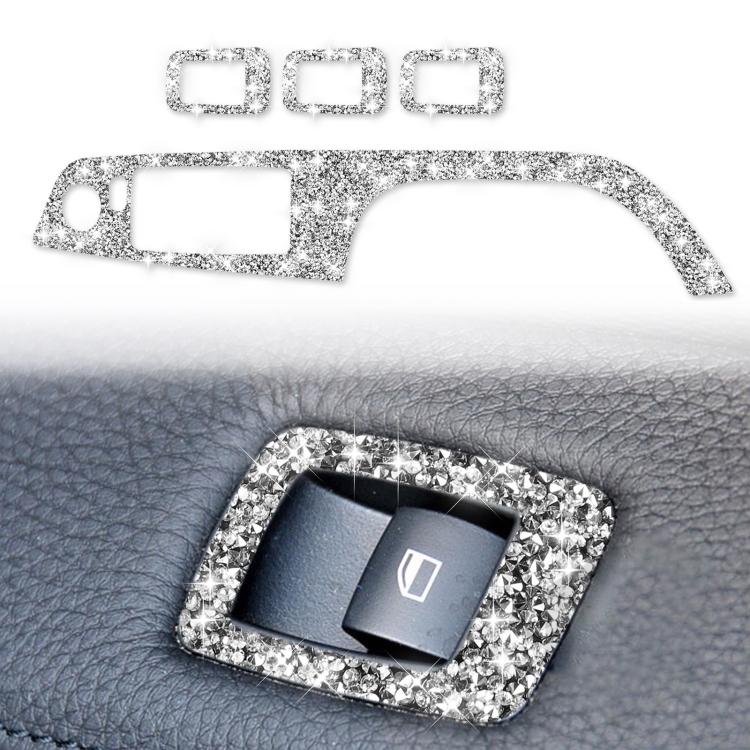 For BMW 3 Series E90 / 320i / 325i 2005-2012 Car Window Lift Panel 37.8cm Diamond Decorative Sticker, Left Drive