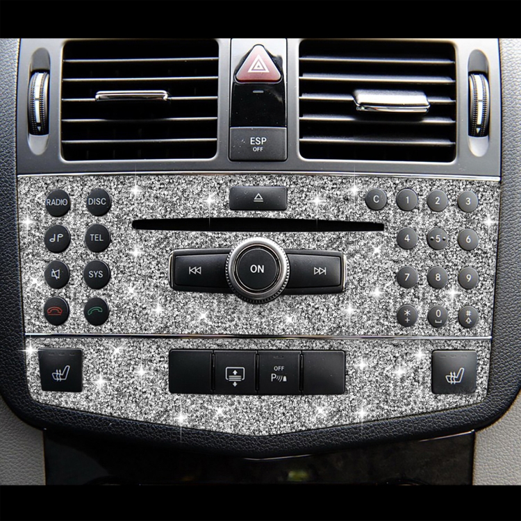 For Mercedes-Benz C-class W204 2007-2010 Car Central Control Panel B Diamond Decorative Sticker, Left and Right Drive