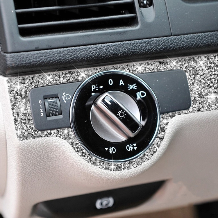 For Mercedes-Benz C-class W204 2007-2010 Car Headlight Frame Diamond Decorative Sticker, Left-hand Drive