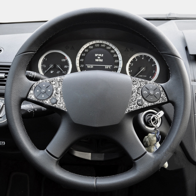 For Mercedes-Benz C-class W204 2007-2010 Car Steering Wheel Buttons Diamond Decorative Sticker, Left and Right Drive