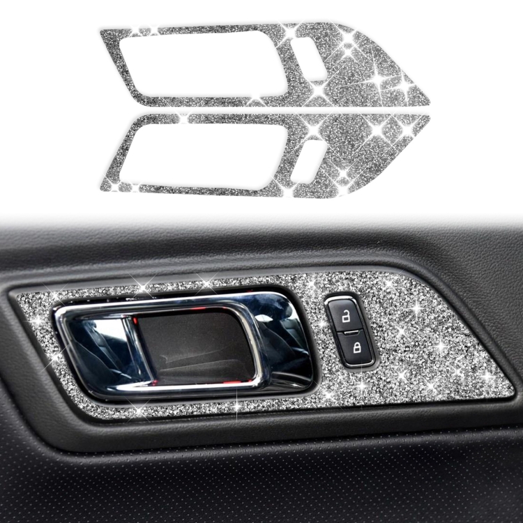 Car Door Inner Handle Panel Diamond Decoration Sticker, Left and Right Drive