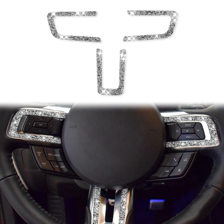 Car Steering Wheel Key Frame Diamond Decoration Sticker, Left and Right Drive