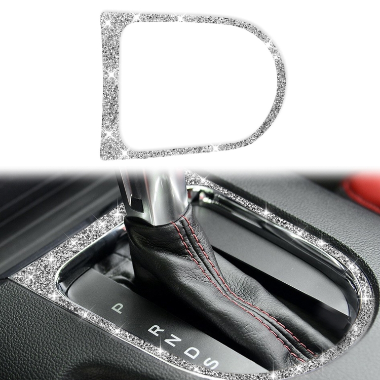 Car Gear Shift Outer Ring Diamond Decoration Sticker, Left and Right Drive