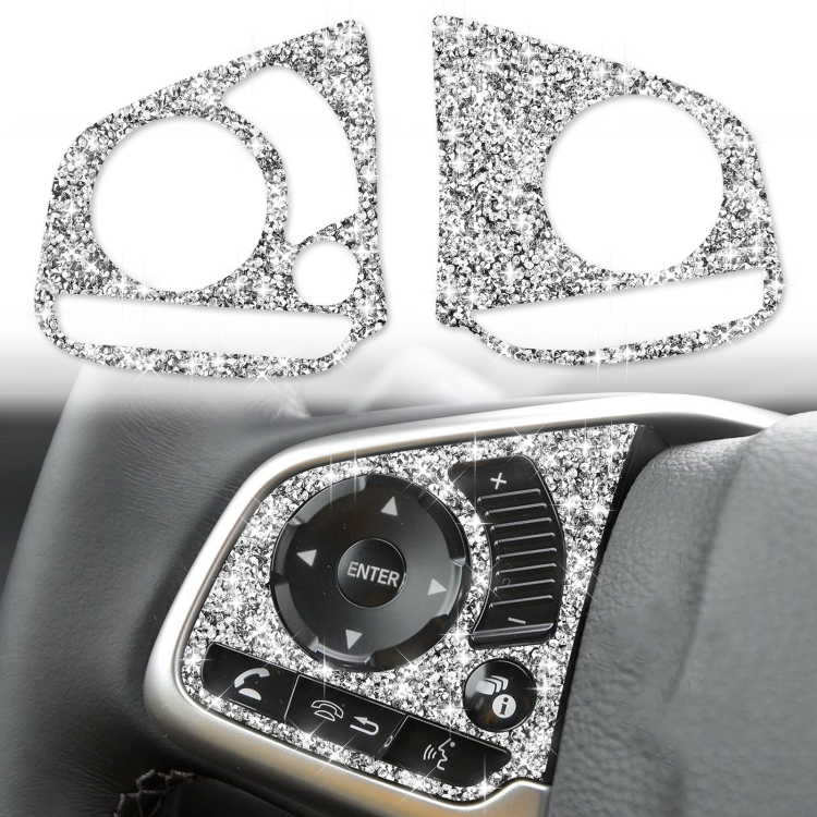 For Honda Civic 2016-2019 Car Steering Wheel Buttons High Configuration Diamond Decorative Sticker, Left and Right Drive
