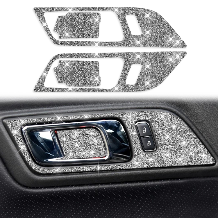 4pcs Car Door Inner Handle Panel Diamond Decoration Sticker, Left and Right Drive