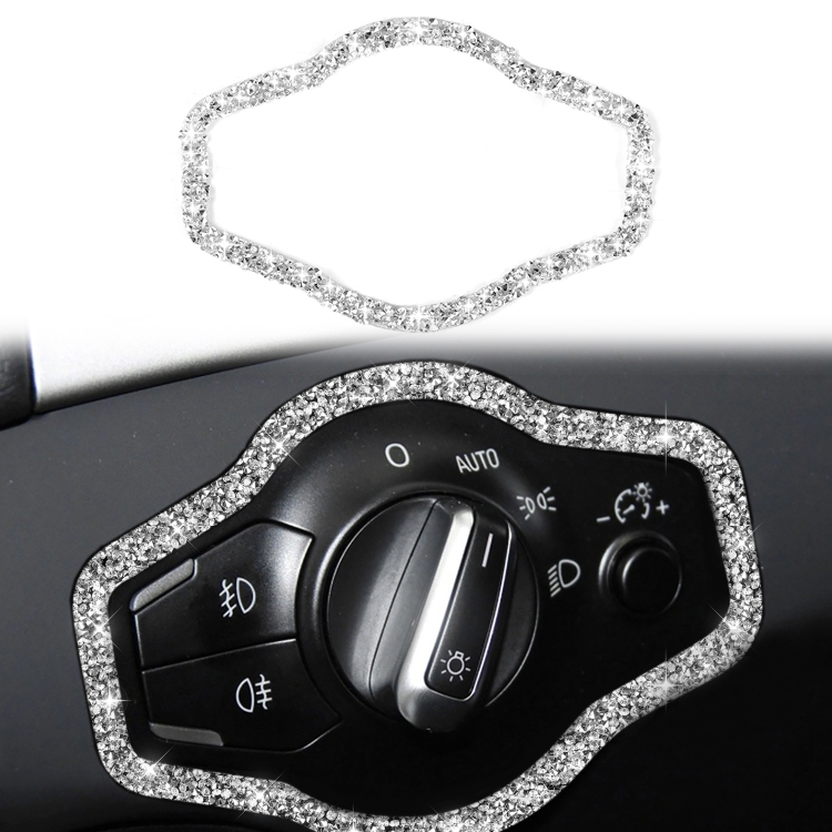 Car Headlight Switch Frame Diamond Decoration Sticker, Left and Right Drive