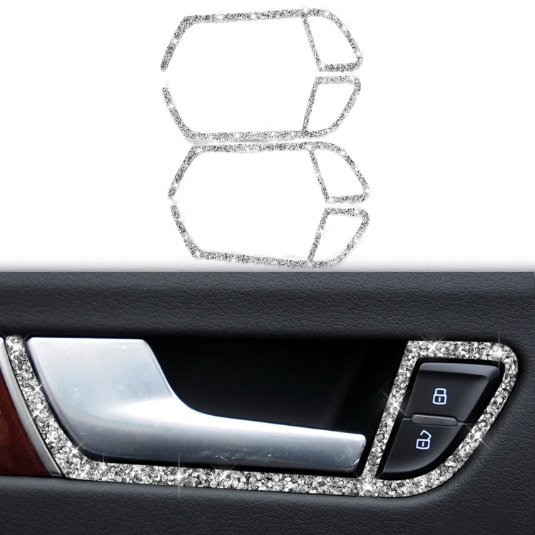 Car Door Inner Handle Frame Diamond Decoration Sticker, Left and Right Drive