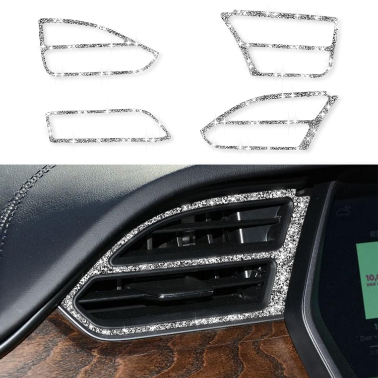 For Tesla Model X Car Central Control Instrument Air Outlet Diamond Sticker, Left Drive