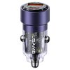 USAMS US-CC208 C39 60W USB + Type-C Dual Port Fast Charging Aluminum Alloy Transparent Car Charger