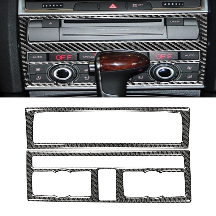 Car Carbon Fiber Air Conditioning Adjustment Panel Decorative Sticker for Audi Q7 2008-2015, Left and Right Drive Universal