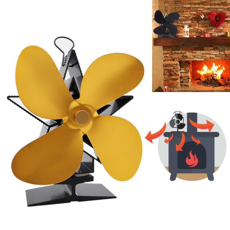 4-Blade Aluminum Heat Powered Fireplace Stove Fan