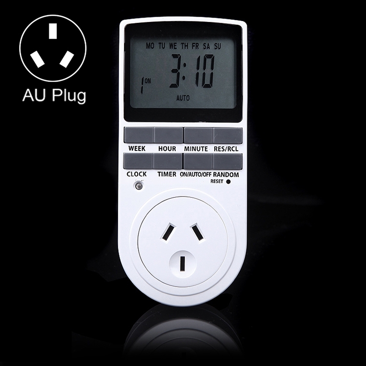 AC 240V Smart Home Plug-in Programmable LCD Display Clock Summer Time Function 12/24 Hours Changeable Timer Switch Socket, AU Plug