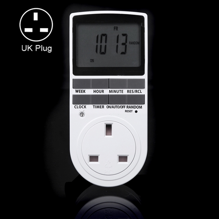 AC 230V Smart Home Plug-in LCD Display Clock Summer Time Function 12/24 Hours Changeable Timer Switch Socket, UK Plug