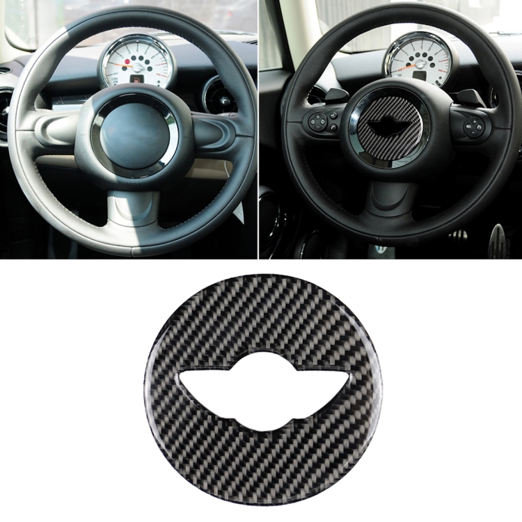 Car Steering Wheel Logo R Chassis Carbon Fiber Decorative Sticker for BMW MINI R55 / R56 / Countryman R60 / Paceman R61