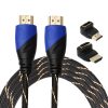 3m HDMI 1.4 Version 1080P Woven Net Line Blue Black Head HDMI Male to HDMI Male Audio Video Connector Adapter Cable with 2 Bending HDMI Adapter Set