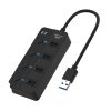 Onten 5301 USB 3.0 Male to 4 USB 2.0 Female Splitter Extender with Independent Switch