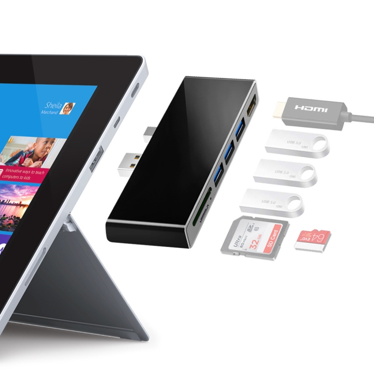 ROCKETEK SK-S4H 3 x USB 3.0 + HDMI + SD / TF Memory Card Reader HUB 4K HDMI Adapter