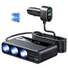 JOYROOM JR-CL06 9 in 1 154W PD USB-C / Type-C + Dual QC3.0 USB + 3 USB + 3 Cigarette Lighter Holes Digital Display Car Charger