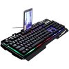 ZGB G700 104 Keys USB Wired Mechanical Feel Glowing Metal Panel Suspension Gaming Keyboard with Phone Holder