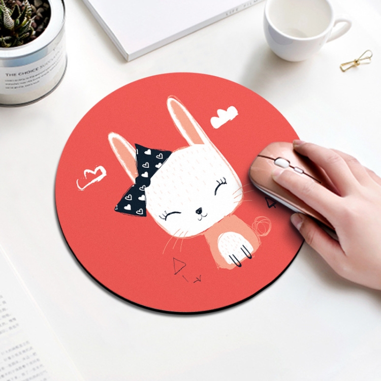 Bow Rabbit Pattern Circular Mouse Pad, Diameter: 22cm