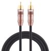 EMK 8mm RCA Male to 6mm RCA Male Gold-plated Plug Cotton Braided Audio Coaxial Cable for Speaker Amplifier Mixer, Length: 2m