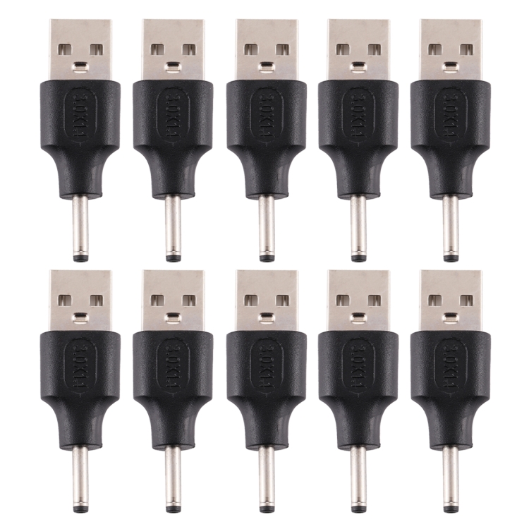 10 PCS 3.0 x 1.1mm Male to USB 2.0 Male DC Power Plug Connector