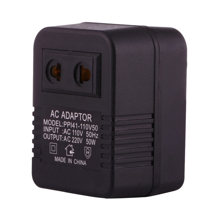 110V to 220V 50W AC Power Socket Adapter,  EU/US Plug to US Plug