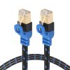 REXLIS CAT7-2 Gold-plated CAT7 Flat Ethernet 10 Gigabit Two-color Braided Network LAN Cable for Modem Router LAN Network, with Shielded RJ45 Connectors, Length: 1m
