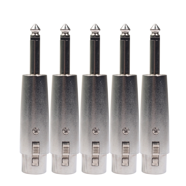 5 PCS LZ1167G 6.35mm Single Track Male Head to XRL Female Audio Adapter Plug (Black)