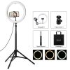 PULUZ 11.8 inch 30cm Light + 1.65m Tripod Mount Curved Surface USB 3 Modes Dimmable Dual Color Temperature LED Ring Vlogging Video Light Live Broadcast Kits with Phone Clamp