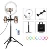 PULUZ 11.8 inch 30cm RGBW Light + 1.65m Mount + Dual Phone Brackets Curved Surface RGBW Dimmable LED Ring Selfie Vlogging Light Live Broadcast Kits with Cold Shoe Tripod Adapter & Phone Clamp & Remote Control