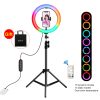PULUZ 10.2 inch 26cm Marquee LED RGBWW Selfie Beauty Light  + 1.1m Tripod Mount 168 LED Dual-color Temperature Dimmable Ring Vlogging Photography Video Lights with Cold Shoe Tripod Ball Head & Remote Control & Phone Clamp